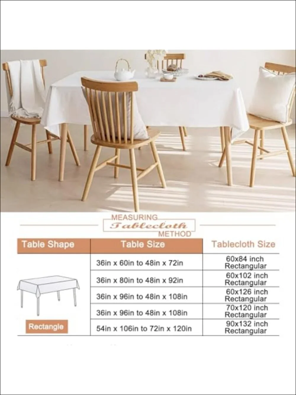 6 Pack Rectangular Tablecloths 60x102 Inch Polyester Wrinkle Resistant Washable